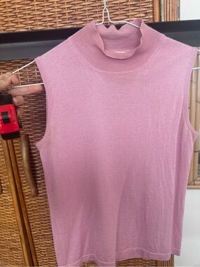 Sleeveless Mock Neck Tank Top in Dusty Pink silk cashmere blend